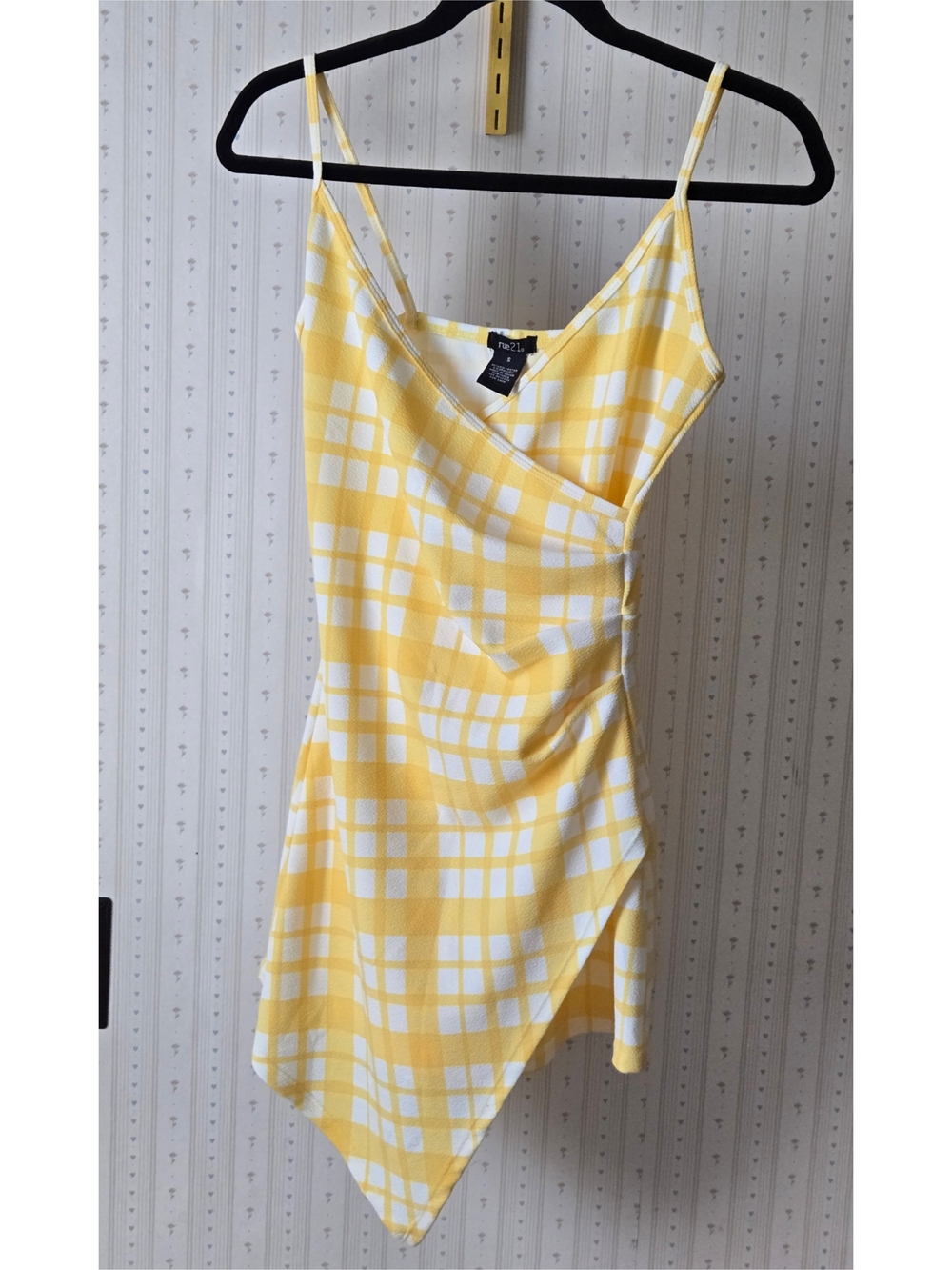 Rue21 Yellow and White Plaid Asymmetrical Romper